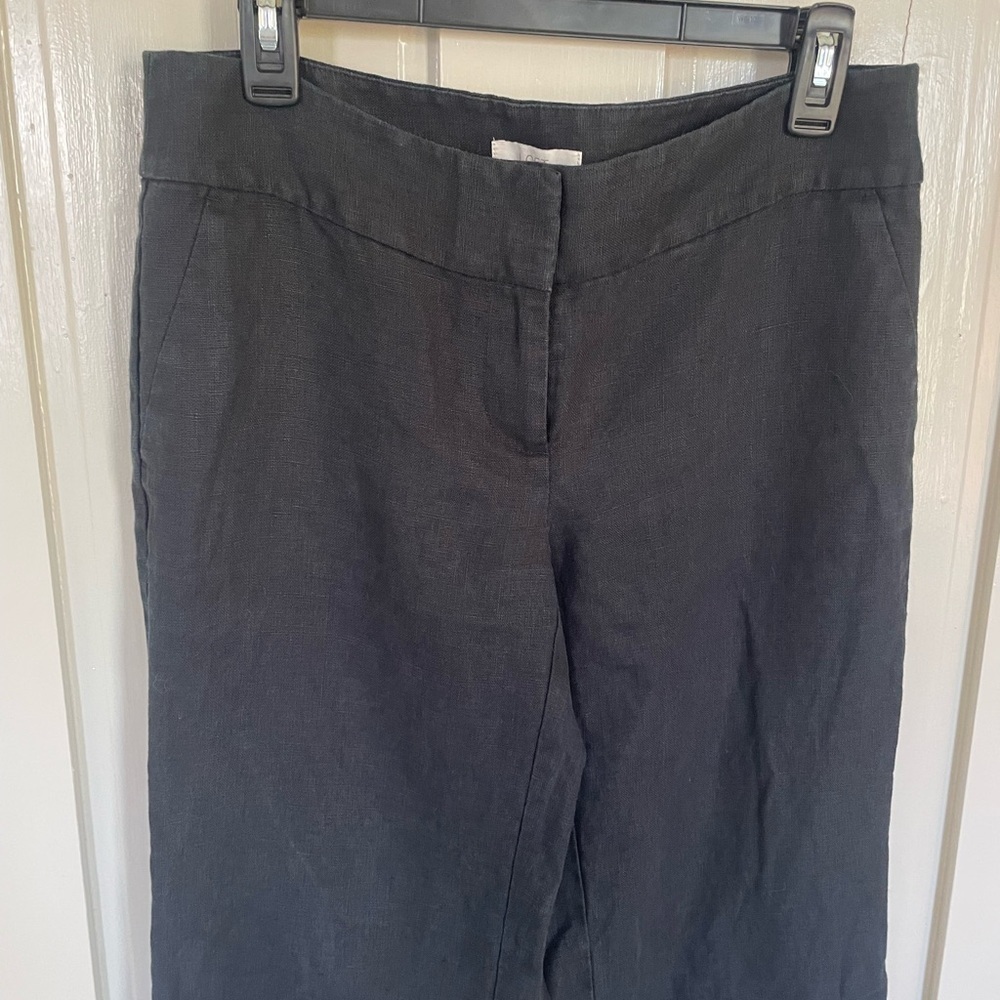 LOFT Black 100% Linen Mid-Rise Business Casual Trousers Pants Office Work NWOT - Picture 4 of 13